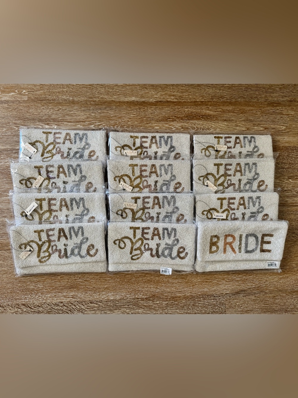 Team Bride/Bride Beaded Clutch Pouch - Gold and Silver